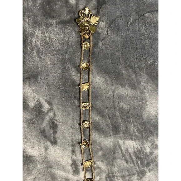 VTG KJL? Multicolored Bejeweled Rhinestone Gold Chain Belt  display picture 1